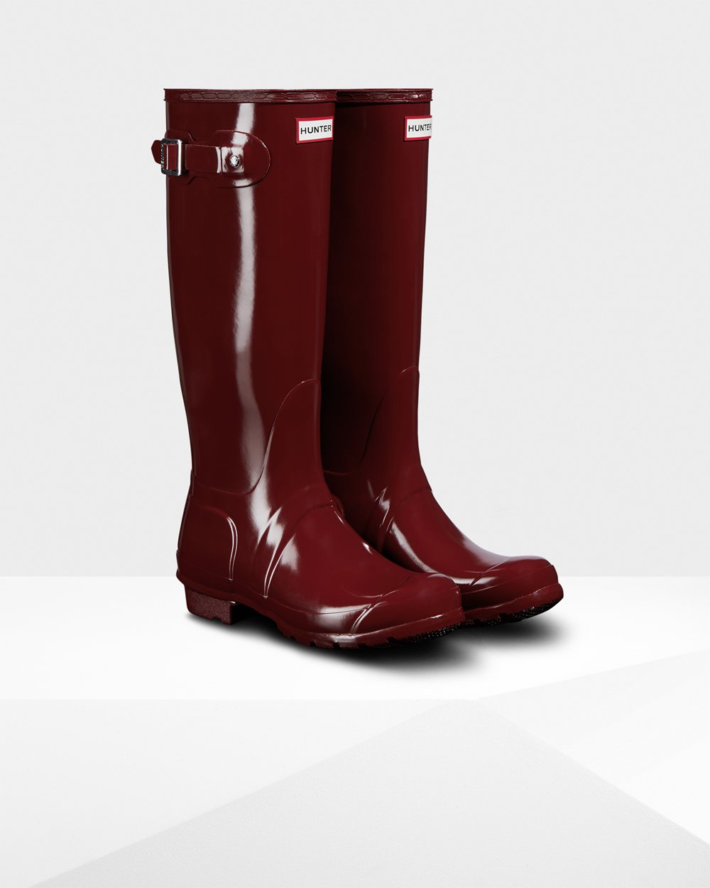 Hunter Original Gloss Tall Rain Boots - Sale Womens Grey Red - XNZITY851